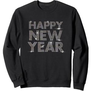 Bling Happy New Year - New Years Eve T Sweat Shirt (Small, Black)