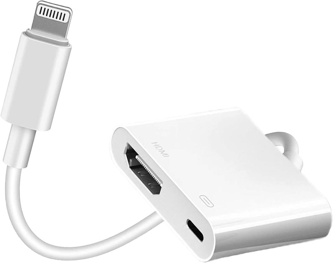 Apple MFi Certified Lightning to HDMI Digital AV Adapter 1080P HD Video HDMI Sync Screen Connector Cable with Charging Port Compatible with iPhone 14/13/12/11/ X/ 8/7/ iPad on HDTV/Projector/Monitor