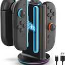 Charging Dock for NS2 Joypad – 4-in-1 Controller Charging Station with LED Indicator & 9 Light Effects, Type-C Powered, Compatible with Original Switch 2 Dock and Joypad