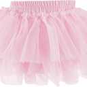 Baby Girls Soft Fluffy Tutu Skirt with Diaper Cover, Tulle Dress Skirt 3 Layers Soft for Newborn,Toddler (Pink, S)