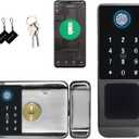 EIYSIE WiFi Smart Gate Lock, Double Side Fingerprint Lock Keyless Entry Door Lock with Keypad, Electronic Gate Lock for Outdoor Fence, IP65 Waterproof Digital Lock with App Control