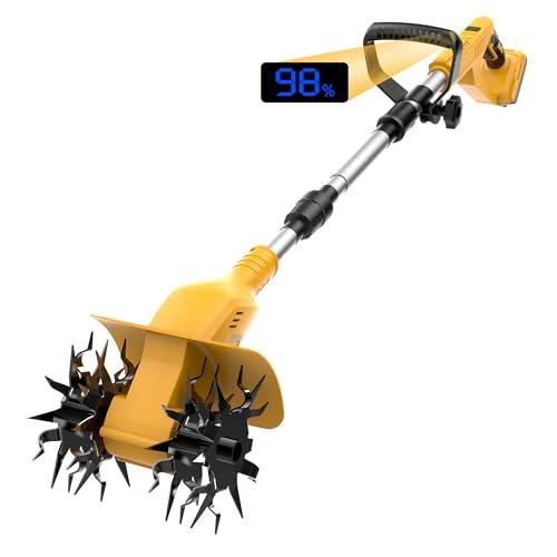 Cordless Tiller Cultivator Compatible with Dewalt 20V Battery(No Battery) 360RPM Electric Garden Tiller, 9 in Tilling Width & 6.6In Depth, Portable Tiller for Lawn/Gardening/Soil Cultivation