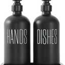 Black Soap Dispenser Set, Glass Soap Dispenser with Stainless Steel Pump, Perfect for Kitchen Decor and Accessories. (Black) (Black Bottle & Black Tray)