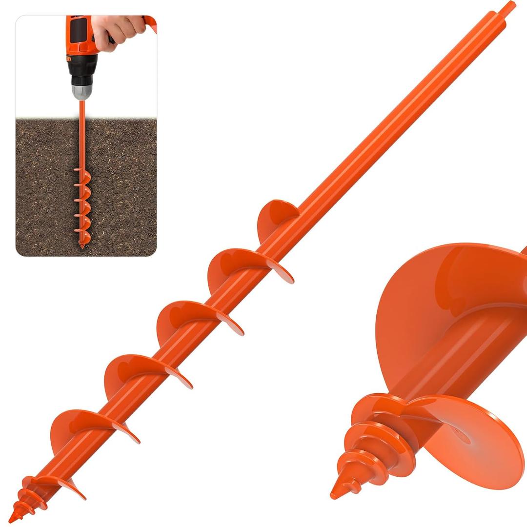 Insaga Auger Drill Bit for Planting 3''x32'' Garden Earth Auger 3mm Thicker Drill Augers for Digging Holes Heavy Duty Auger Post Hole Digger for Bulb, Flowers, Plants - Fits 3/8" Hex Drive Drill