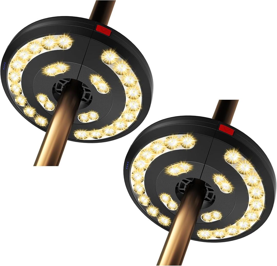 2packs Eletorot Patio Umbrella Lights-Rechargeable Outdoor Lights for Patio, Patio Table Light 28 LED 3 Lighting Modes, Pool Accessories and Backyard Decor