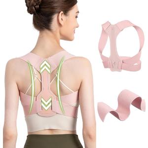 Updated Posture Corrector for Women, Adjustable Upper Back Brace for Clavicle Support and Providing Pain Relief from Neck, Shoulder - Comfortable Upright Back Straightener (Pink) (M 31-36 Inch)
