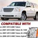 Headlight Assembly for 2007 2008 2009 2010 2011 2012 2013 2014 GMC Yukon XL 1500 2500 Headlights Chrome Housing Clear Lens Driver and Paseenger Side Replacement GM2502265 GM2503265