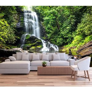 Reyhui 108''x75''Cascading Waterfalls in Forest Wall Mural Large Wallpaper Mural Wall Decor for Bedroom, Living Room, Kids Room(Not Self-Adhesive)