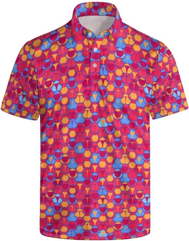 Men's Funny Golf Shirts Hawaiian Polo Shirts 80S Flashes Polo Shirts Funny Hawaiian Beach Summer Golf Polo Shirts (M)