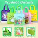 Tudomro 60 Pieces Easter Tote Bags with Handles Bunny Non Woven Bags Reusable Easter Grocery Shopping Bag Kitchen