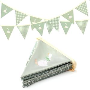 Hahafelt One Silly Goose Birthday Banner, Cute Silly Goose 1st Birthday Party Decorations Fabric Bunting Garland with Bow for Baby Shower, Nursery Room Decor(Plaid, Sage Green)
