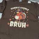 Bruh Funny Thanksgiving Turkey Gobble Shirt Boys Girls Kids T-Shirt L