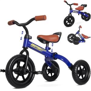 RIDYEE 3-in-1 Foldable Tricycle and Balance Bike for Toddlers 2 to 5 Years, Tricycle for 2 Years with Adjustable Handlebar and Seat, Tricycles for 3-5 Years with DIY Plate, Blue
