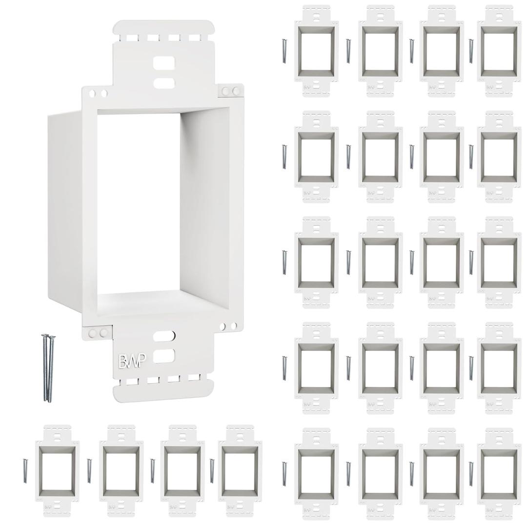 BWP 25 Pack Electrical Outlet Box Extender 1 Gang - Electrical Box Extender with 50 Screws -Single Gang Box Extender Outlet