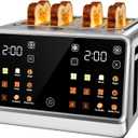 Touch Screen Toaster 4 Slice, Digital Smart Dual Control Touchscreen, Stainless Steel, 6 Toast Types & Levels include Bread, Bagel, with Defrost/Reheat/Single Slot Toasting Function