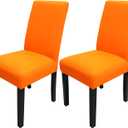 JQinHome Dining Chair Slipcover, High Stretch Removable Washable Chair Seat Protector Cover Set of 2, Chair Covers for Halloween Dining Room, Kitchen, Home Party, Wedding Ceremony(Orange, 2PC)