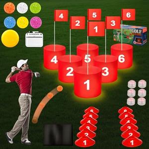 FINCOME Golf Yard Bucket Games, Indoor Outdoor Golf Chipping Game for Kids and Adults Portable Backyard Golf Game for Park, Beach, Backyard, Lawn