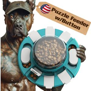 KADTC Dog Puzzle Toys w/Button Mind Games Level 2 in 1 Food Dispenser Slow Feeder Treat Puzzles Bowl Puppy Mental Stimulation Game Interactive Keep Busy Boredom Buster for Small/Medium/Large Dogs (Matisse green)