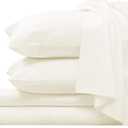 Pizuna 100% Luxury Cotton Queen Size Sheet Set Ivory, 1000 Thread Count Long Staple Cotton Sateen Weave Thick Sheet & Pillowcase Set, Deep Sheets fit 15" (Combed Cotton Queen Sheet Set - 4PC)