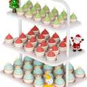 Cupcake Stand, 3-Tier Dessert Stand for 52 Cupcakes, Wood & Metal Tower Display Premium Holder Dessert Tree Tower for Christmas Birthday Weddings Party Decor, Serving Tray, White