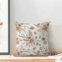 CXMEIFLY Spring Floral Leaves Pillow Covers 20 x 20 Inch Set of 2 for Chinoiserie Flowers Decor Throw Pillows Brown and White Seasonal Plant Outdoor Decorative Cushion Cases for Couch Bed Decorations