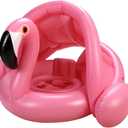 Baby Pool Float with Canopy, Flamingo Inflatable Swimming Ring, Infant Pool Floaties Sunshade Toys for Baby Girls Boys Toddlers Pink