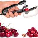 2 x Cherry Pitter Tool Cherries Pitter Stainless Steel Rod for Making Cherry Jam with Lock Design(Black)
