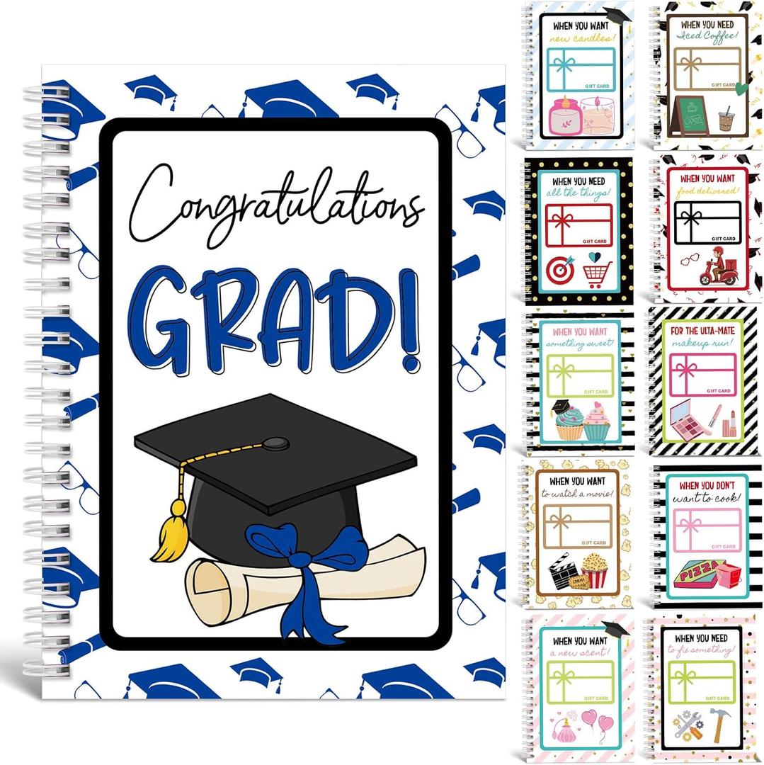 Motiskyy 2026 Graduation Gift Card Book 7 x 5 Inch College Survival Gift Card Book Congrats Grad Survival Album Keeper for Graduation Leaving Home Season Reminders Greeting(Blue)