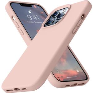 Ktele Compatible with iPhone 13 Pro Max Case 6.7 inch Premium Liquid Silicone with [Soft Anti-Scratch Microfiber Lining] Gel Rubber Full-Body Bumper Protection Case for Women - Pink Sand