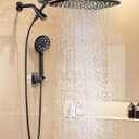 Veken 11.8" Rain Shower Head with Handheld, High Pressure Handheld Shower Heads with Multi Spray Modes, Rainfall Combo with 15" Metal Extension Arm,Detachable Dual Shower, Long 6 ft. Hose,Matte Black