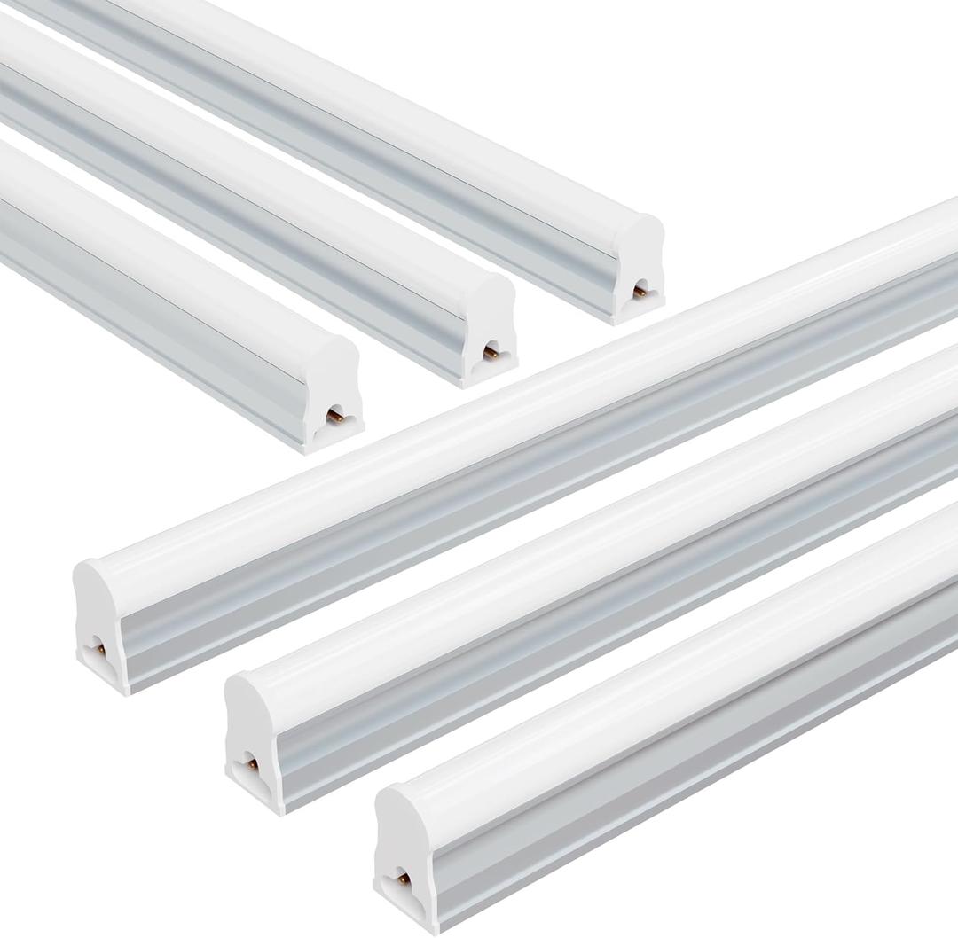 Ensenior 6-Pack T5 LED Shop Lights, 4FT 2000LM 6500K Super Bright White Integrated Single Fixture, 20W Linkable Utility Commercial Lighting for Gym/Garage/Ceiling/Under Cabinet, Plug & Play