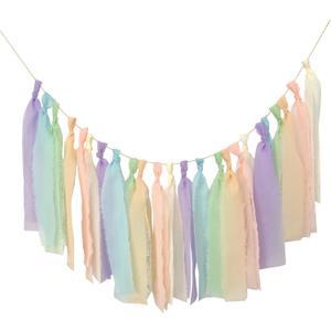 Pastel Chiffon Tassel Garland Wall Hanging Decor for Girls Bedroom Wall Classroom Nursery Party Kids Room Birthday Baby Shower Decor