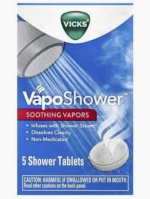 Vicks, VapoShower Plus, Shower Steamers, Eucalyptus Shower Steamer & Menthol Scent, Clean Dissolving Vapor Shower Tablets, Aromatherapy Shower Steamer & Shower Bombs, 12 count