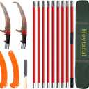 Manual Pole Saw 30 FT Extendable Tree Pruner High Branches Trimming for Pruning Palms and Shrubs with Long Handle (Red)