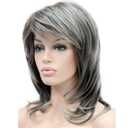 Lydell Long Soft Shaggy Layered Classic Cap Full Synthetic Wig Wigs (AB76 Grey Ombre)