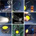 Mini Keychain Flashlight with Magnetic Base - Rechargeable Cob Work Light, Waterproof Portable Emergency Light for Camping/Hiking/Car Repair, USB Charging Key Ring Light