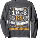 68 Aos Cumpleaos Regalo Para Hombre Mujer Hecho En 1953 Sweatshirt (Small, Dark Heather Grey)