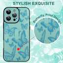 for iPhone 16 Pro Max Case with Finger Strap Holder, Cute Cool Butterfly Print Pattern Design for Women Men, Shockproof Anti Scratch Hand Kickstand Protective Cover, Green