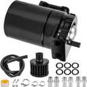 Oil Catch Can, 300ml Black Baffled Catch Can Tank Kit, Aluminum Oil Separator with Fuel Line Hose Kit, Coolant Reservoir Tank