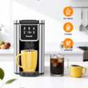 K Cup Coffee Maker, Hot & Iced Coffee Maker for K Cup and Grounds, 6-14 Oz Brew Sizes, 50oz Removable Tank, Single Cup Coffee Maker with Descaling Reminder, Stainless Steel, Black