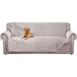 HOMERILLA Reversible 3 Cushion Couch Cover for Dogs Water Resistant Washable Pets Furniture Protector Sofa Cover with Elastic Straps (68" Sofa, Beige/Beige)