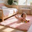 Ultra-Soft 3x5 Pink Shag Rug for Girls Bedroom Small Fluffy Non-Slip Area Rugs for Living Room, Kids Room, Nursery, Playroom, Dorm, Home Office, Modern Plush Carpet Home Dcor