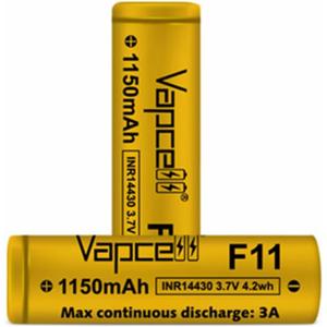 Vapcell INR14430 3.7V 1150mAh 3A Rechargeable Battery Flat Top 2 Pack F11