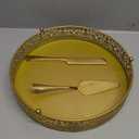 MTJYQTF Gold Cake Stand Set - Metal Round Cupcake Dessert Stand with Cake Cutting & Cake Spatula for Party, Candy Table Display for Wedding Birthday Baby Shower12x12x2.4 IN CS003-pan