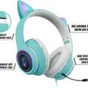 Cat Ear Gaming Headphones Wired AUX 3.5mm with LED Light, VIGROS Flashing Stereo Game Headphones Surround Sound Over-Ear Headsets with Microphone Fit Kids & Adult for PC, PS4, Switch, Mobile, Laptop