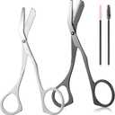 2 Pack Eyebrow Trimming Scissors with Combs, Stainless Steel Eyebrow Trimmers for Women Men Gifts, Brow Trimming Tool Beard Trimmer (Gray,Black)