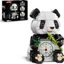 3 in 1 Panda Building Block Set for Kids Age 6+ Cute Animal Brick Alarm Clock Toy with Replace The Eyes Movable Arms and Head Compatible with Lego Creative Home Decor Gift for Adults(853PCS)