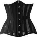 Women Heavy Spiral 26 Steel Boned Underbust Corset Satin Heavy Duty Waist Training Shaper Cincher (3X-Large, 12.4 Inch Black)