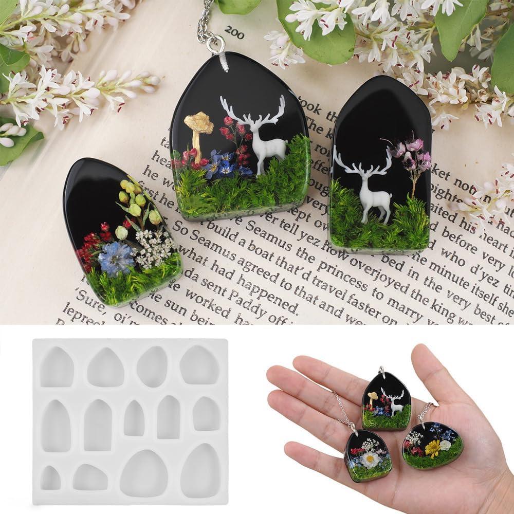 13 Styles Forest House Shape Epoxy Mold Keychain Pendant DIY Resin Casting Silicone Mold for Jewelry Charms Pendant Making