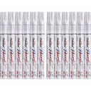 Overseas White Paint Pens Permanent Markers 12 Pcs, Oil Based Paint Markers Set, Quick Drying, Waterproof, Medium Tip Marker Pens for Metal, Rock, Wood, Plastic, Canvas, Glass, Stone, Rubber, Paper